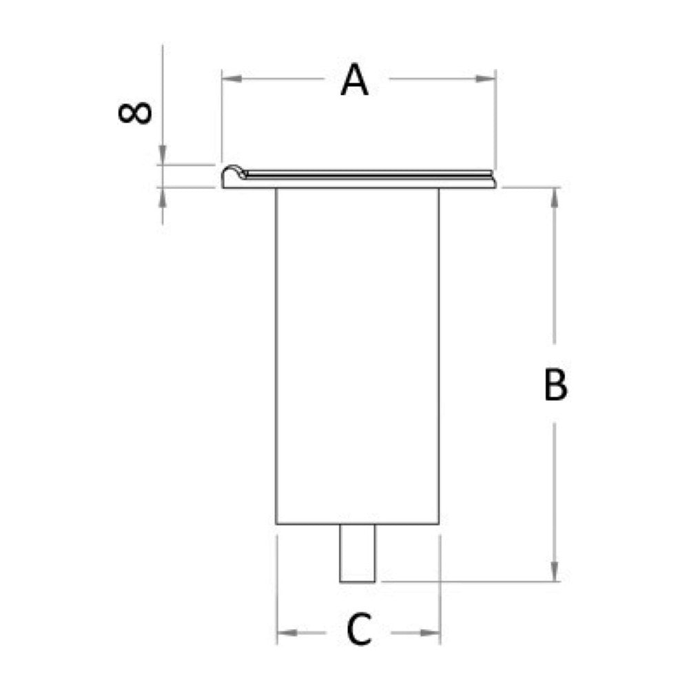 Straight recessed bush 141.5 mm - foto originale Osculati Srl