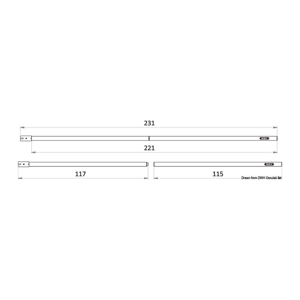 Removable carbon pole f.bimini top 110/231 cm - foto originale Osculati Srl