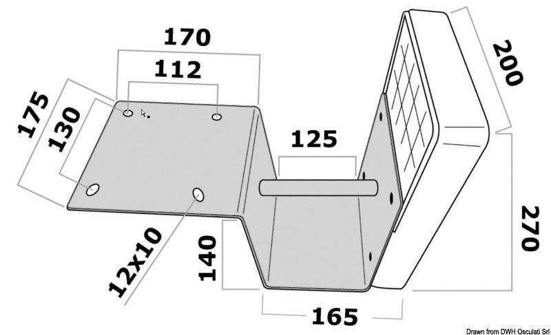 Adjustable outboard bracket f.stern mounting 15 HP - foto originale Osculati Srl