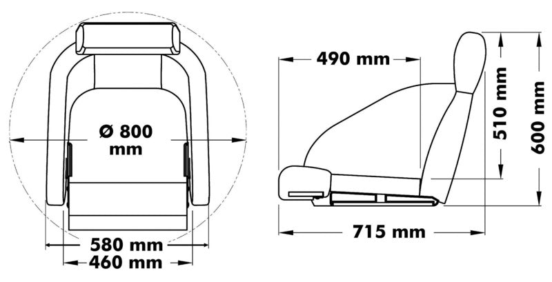 Anatomic seat H54 RAL 9010 - foto originale Osculati Srl