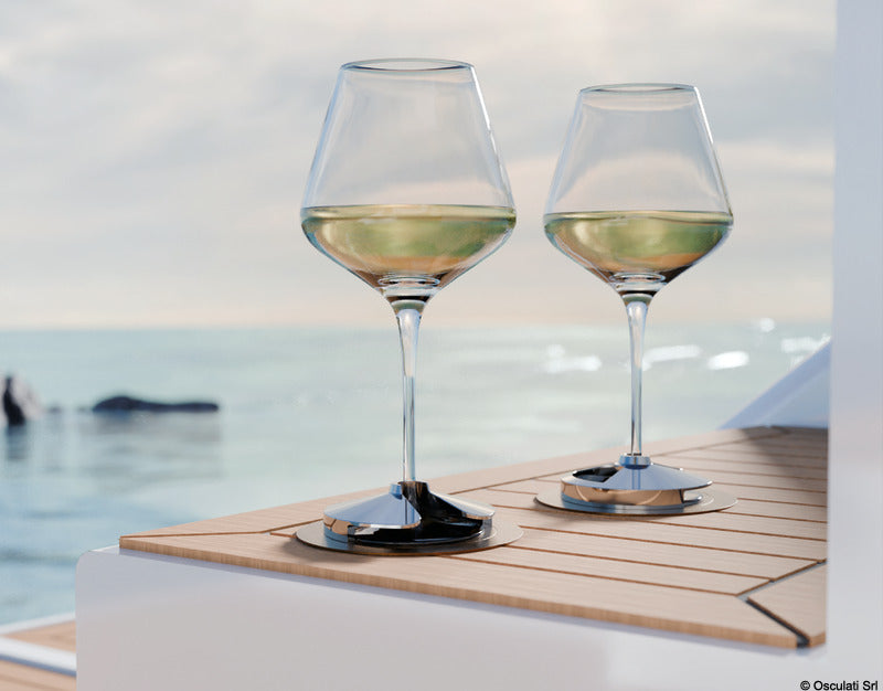 Stainless steel glass holder with gold finish - foto originale Osculati Srl