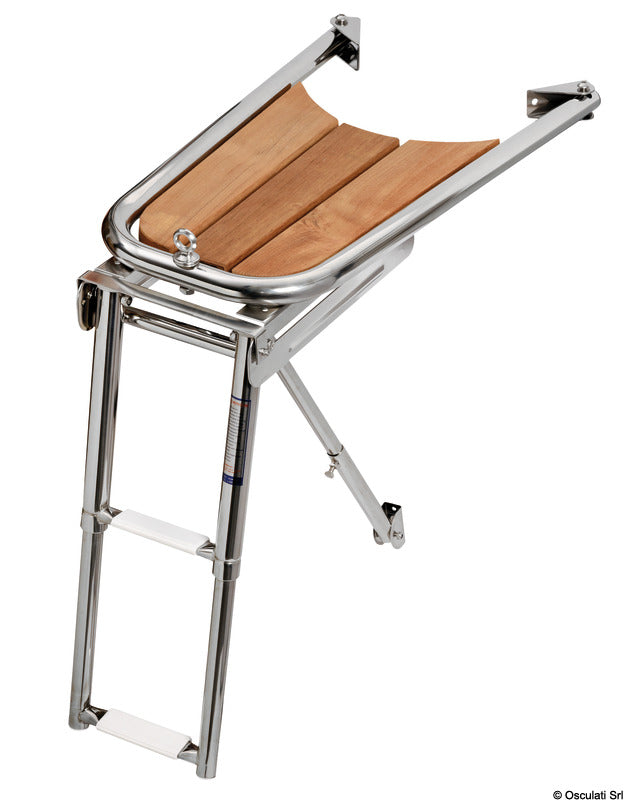 Dolphin striker AISI 316/teak w/2-step ladder - foto originale Osculati Srl