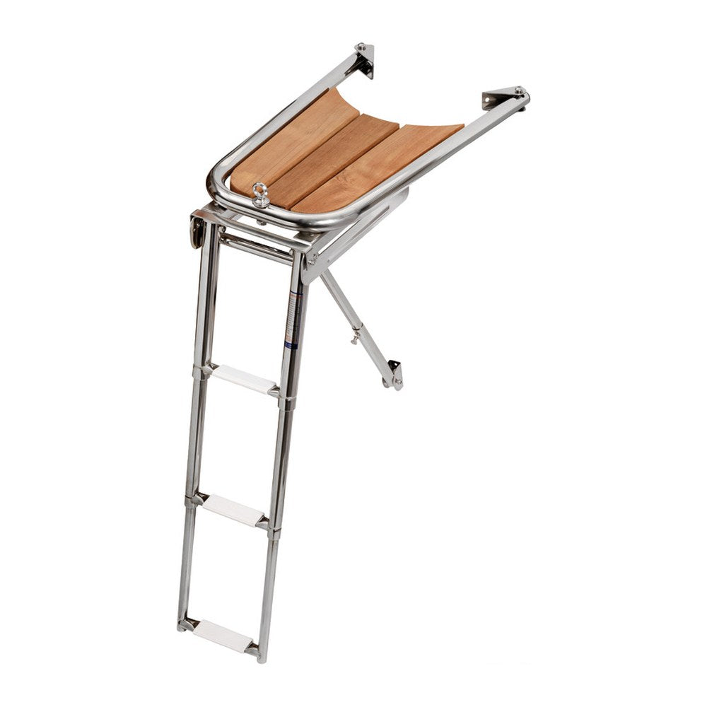Dolphin striker AISI 316/teak w/3-step ladder - foto originale Osculati Srl