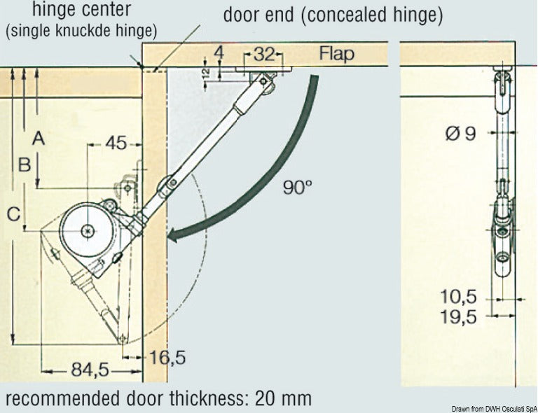 Sugatsune Soft Down Stay bracket - foto originale Osculati Srl