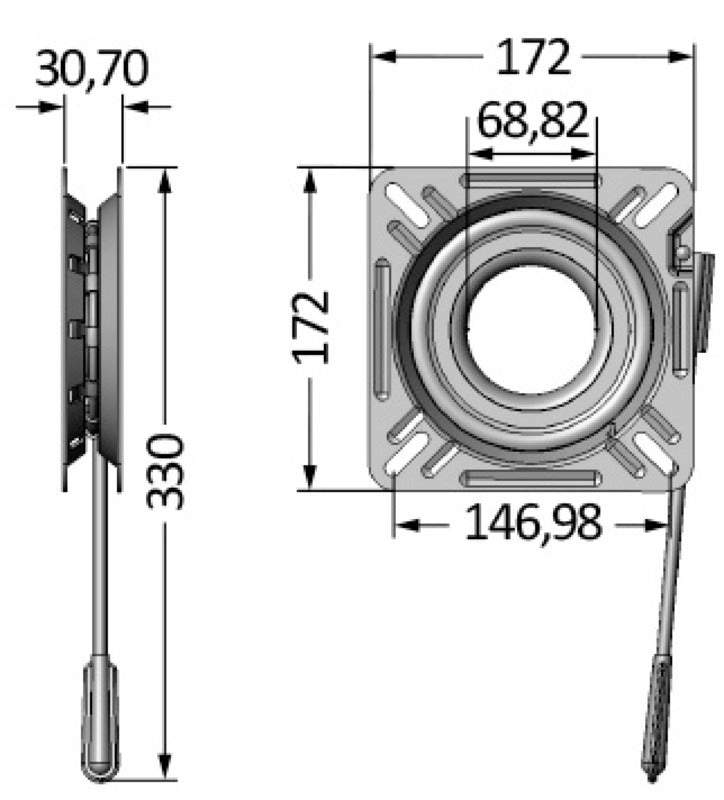 SS rotating base guided + snap lock 172x172 mm - foto originale Osculati Srl
