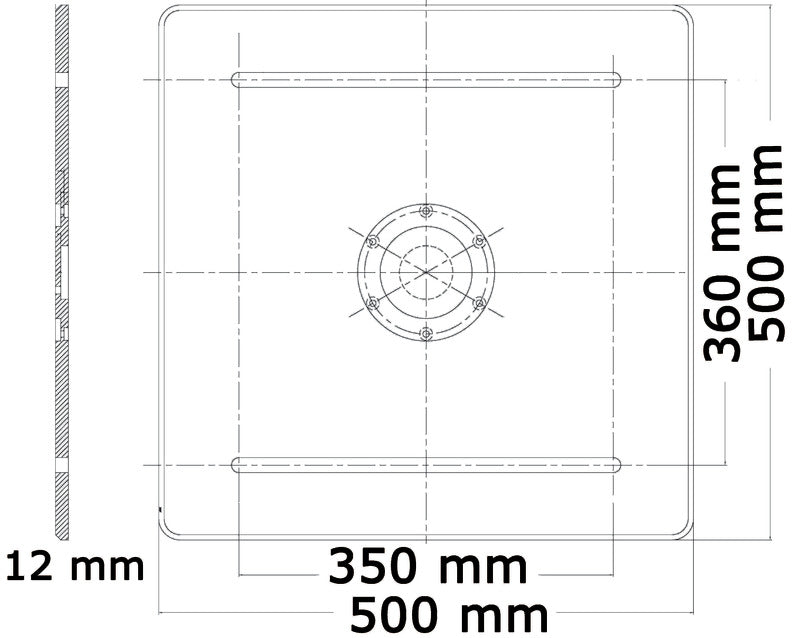 Pedestal square base 500 x 500 mm - foto originale Osculati Srl