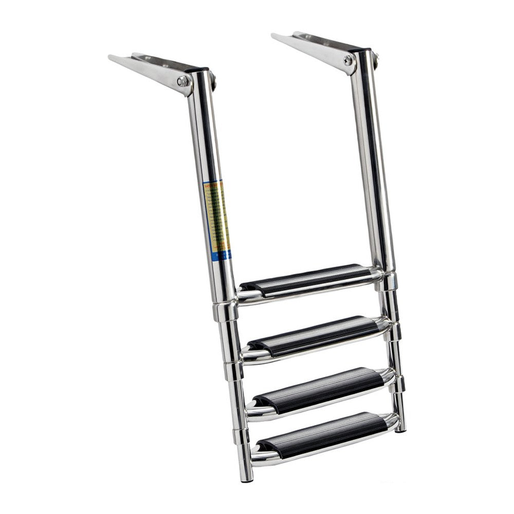 Telescopic large ladder AISI316 black 4 steps - foto originale Osculati Srl