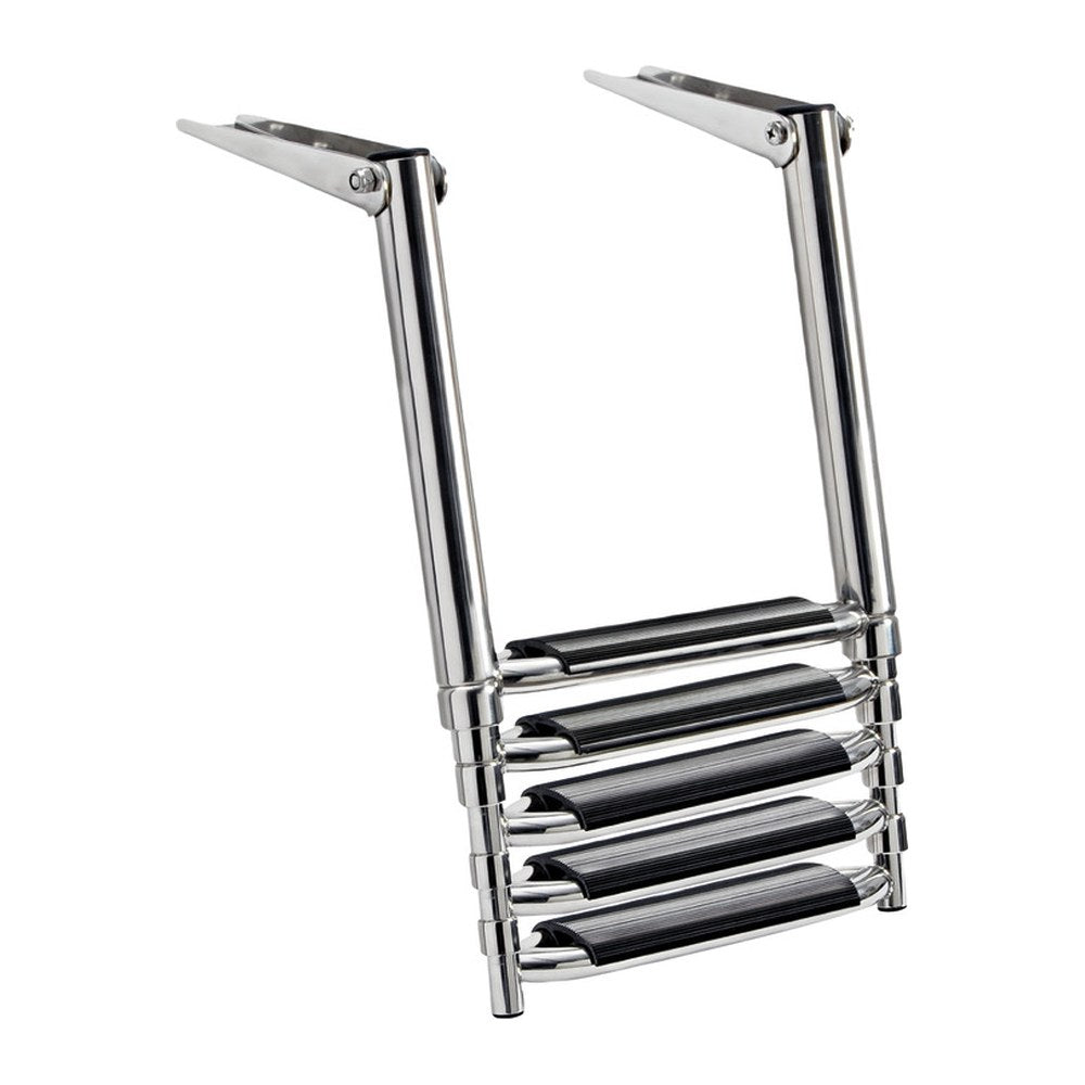 Telescopic large ladder AISI316 black 5 steps - foto originale Osculati Srl