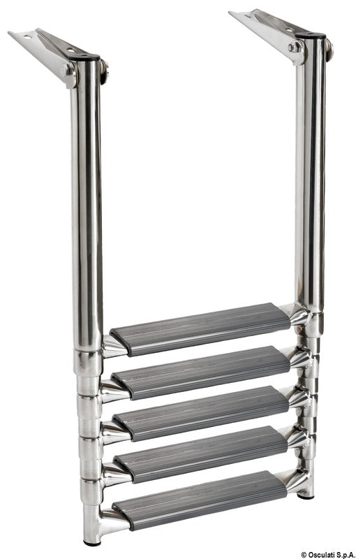 5-step telescopic ladder for platforms oval tubes - foto originale Osculati Srl