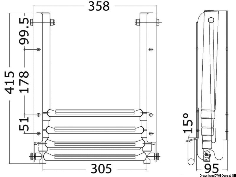 Step ladder under platform 4 steps XL - foto originale Osculati Srl