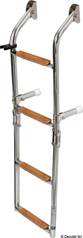 Ladder 4 steps AISI316 + Iroko - foto originale Osculati Srl