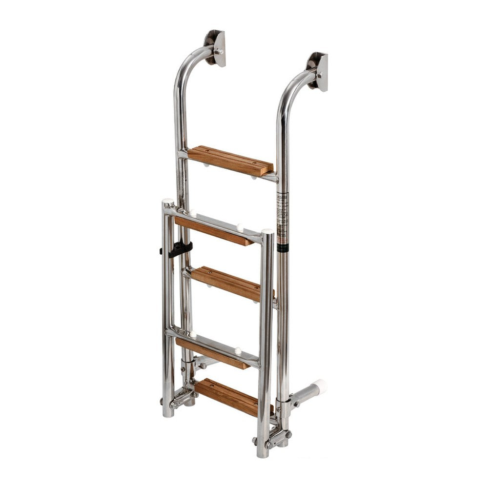 Ladder 5 steps AISI316 + Iroko - foto originale Osculati Srl
