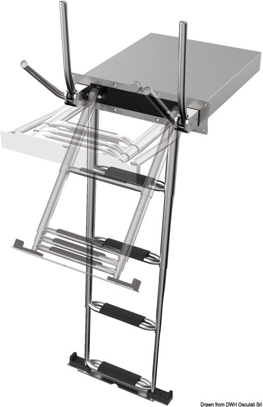 Douglas marine 4-step recess-fit AISI316 telescopic ladder - foto originale Osculati Srl