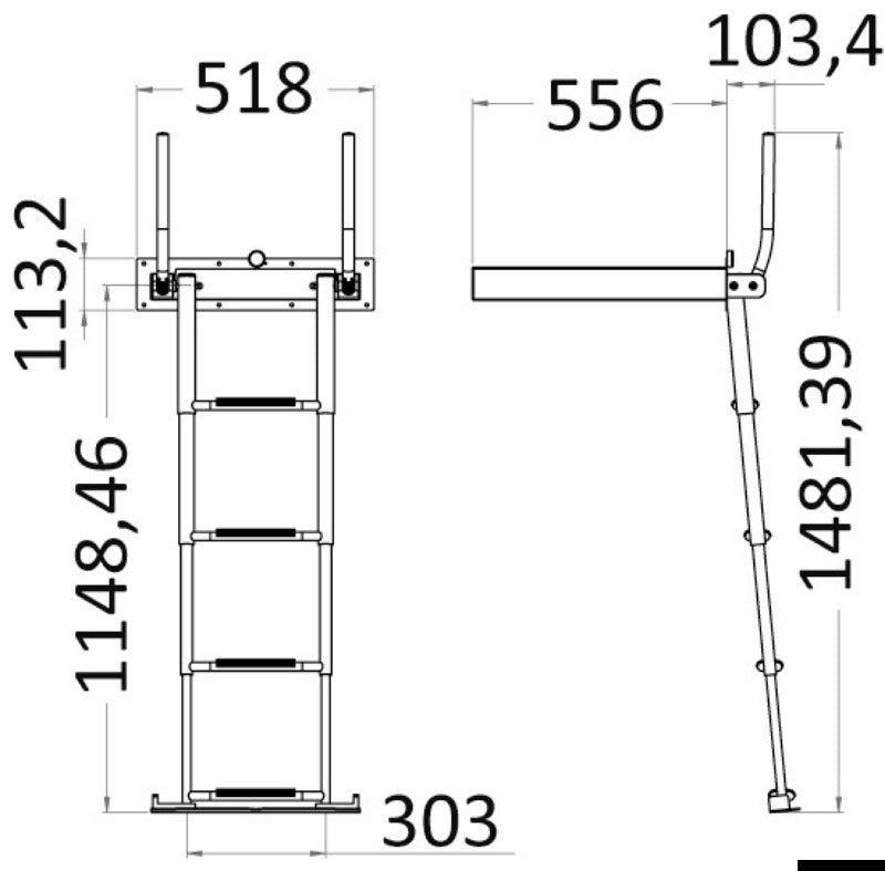 Douglas marine EasyUp 4-step recess-fit AISI316 telescopic ladder - foto originale Osculati Srl