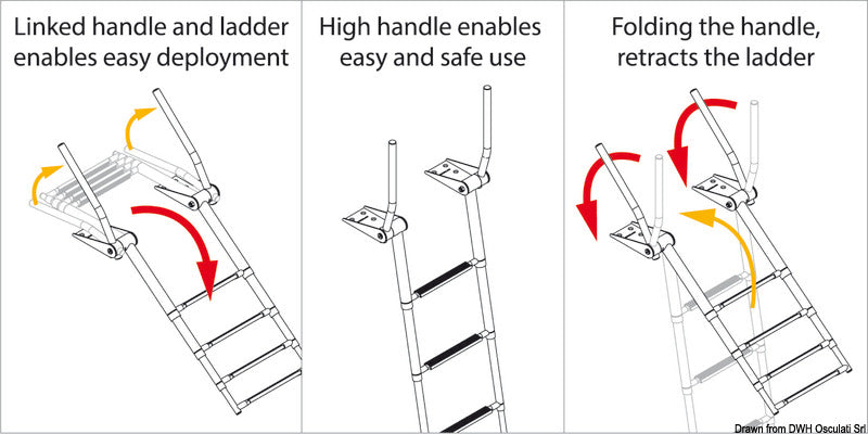 4-step telescopic ladder with handles - foto originale Osculati Srl