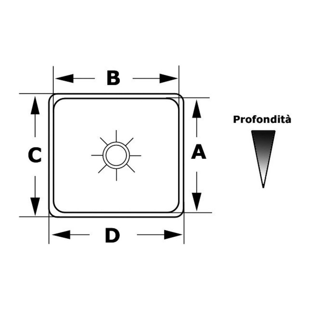 SS rectangular sink 175x325x150 mm - foto originale Osculati Srl