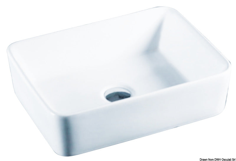 Square white ceramic sink 400x300x130 mm - foto originale Osculati Srl