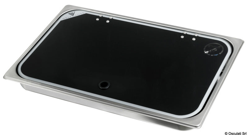 Built-in double hob - left sink w/ glass cover and mixer - foto originale Osculati Srl