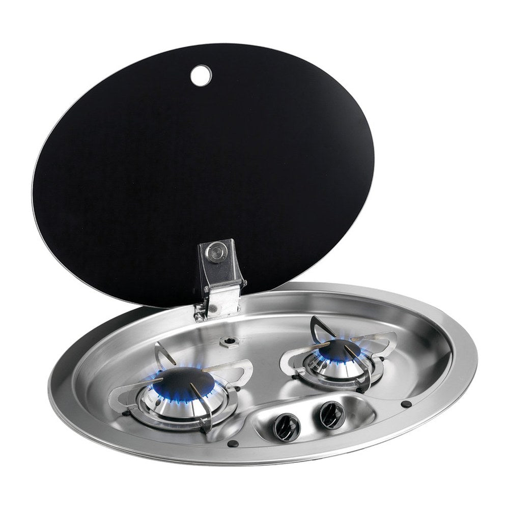 Can 2-burner SS hob w/tinted glass cover 510x390 mm - foto originale Osculati Srl
