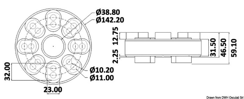 Elastic coupling joint 10 bores - foto originale Osculati Srl