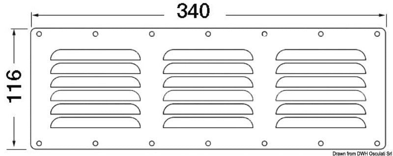 Louvred vent polished SS + fly screen 116x340 mm - foto originale Osculati Srl