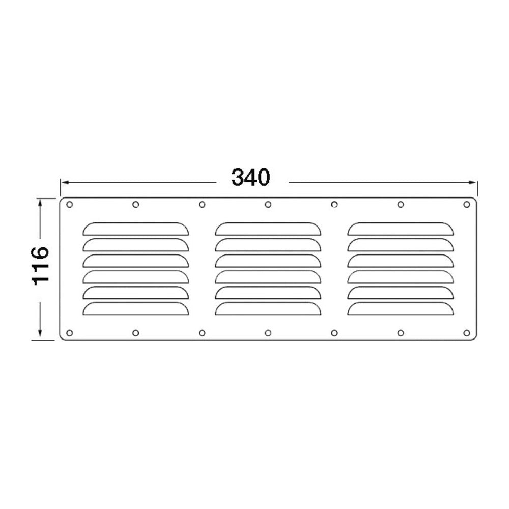 Louvred vent polished SS + fly screen 116x340 mm - foto originale Osculati Srl