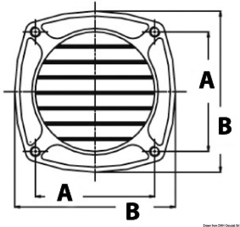 Air vent AISI316 129x129 mm screws mounting - foto originale Osculati Srl