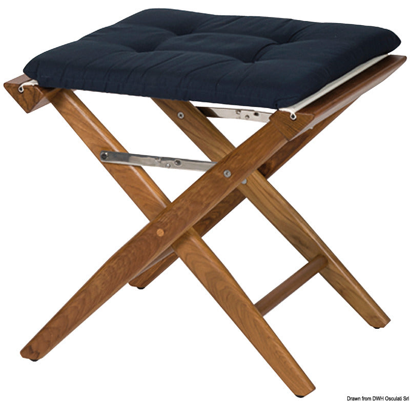 ARC Teak folding chair blue padded fabric brass - foto originale Osculati Srl