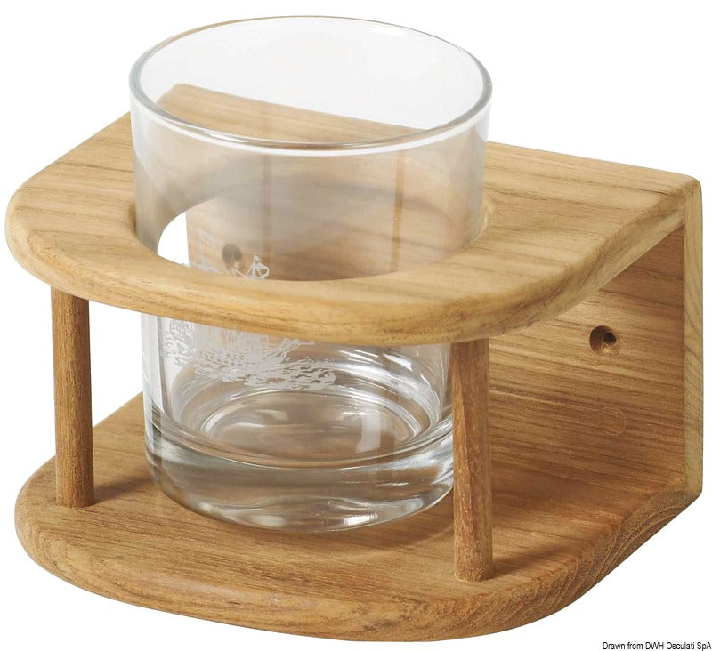 ARC Teak wall-mounting holder for 1 glass - foto originale Osculati Srl