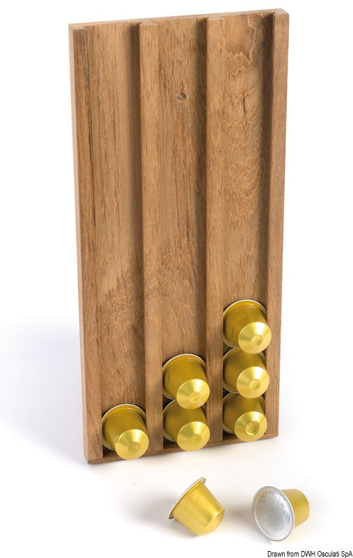 ARC teak coffee capsule holder 14x31x1.6 cm - foto originale Osculati Srl