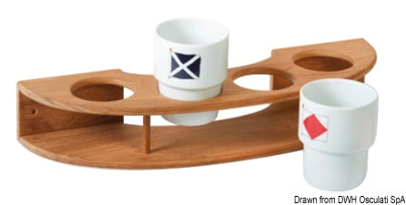 ARC Wall mounting teak 4-glass holder - foto originale Osculati Srl