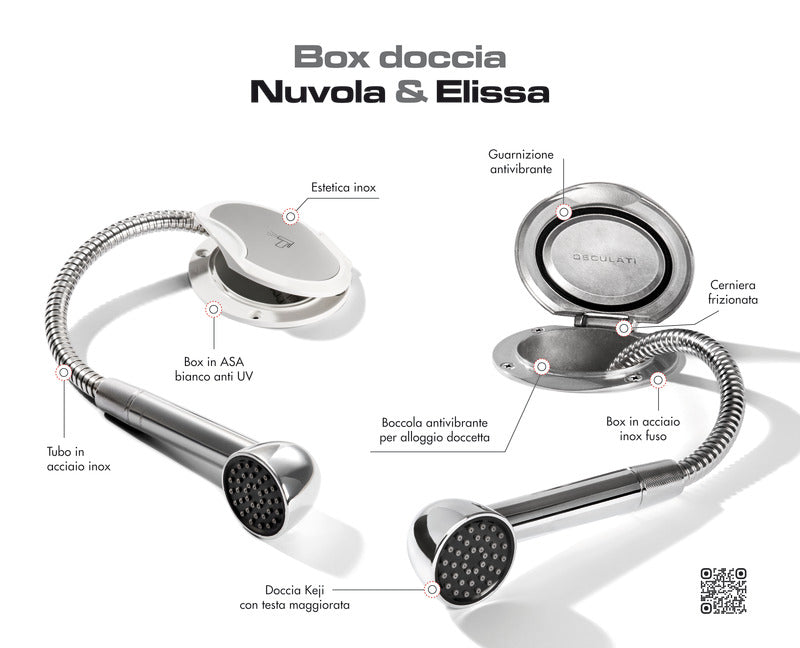 Elissa deck shower w/Keji shower SS hose 4m - foto originale Osculati Srl