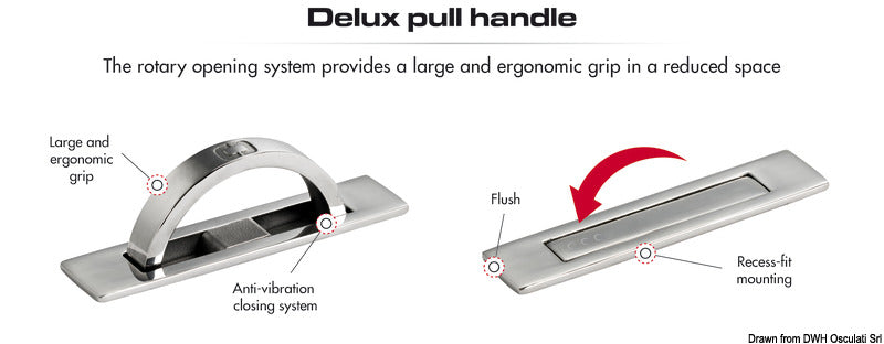 Delux pull handle w/ rotary opening system edge radius 8mm - foto originale Osculati Srl