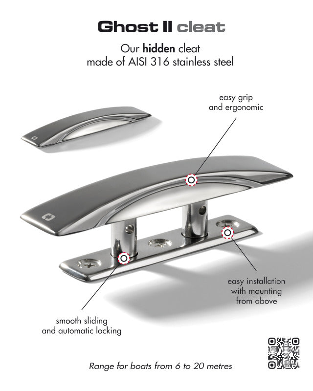 Ghost II hidden cleat 240 mm polished SS - foto originale Osculati Srl