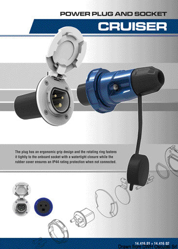 Cruiser black socket 16 A + SS lid - foto originale Osculati Srl