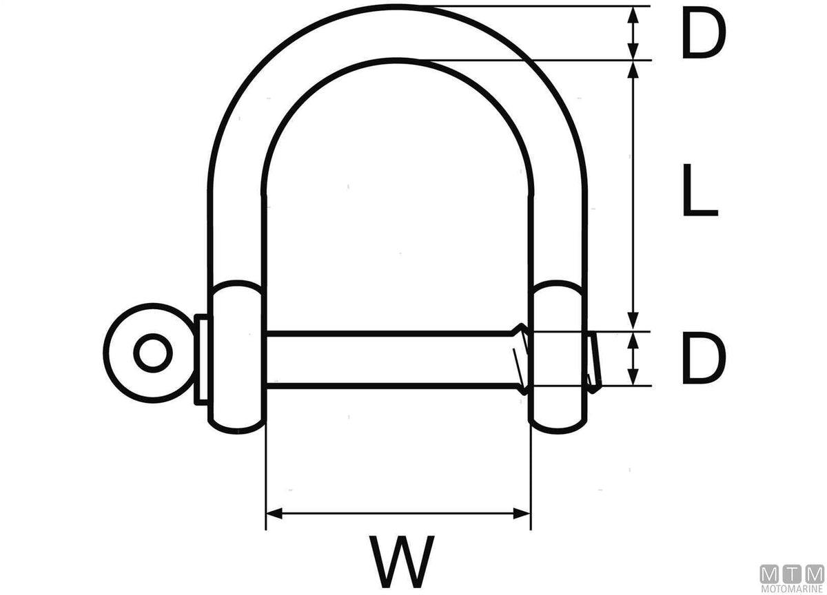 Wide shackle Ø8 mm AISI 316 stainless steel M-CARD - original photo Motomarine Srl