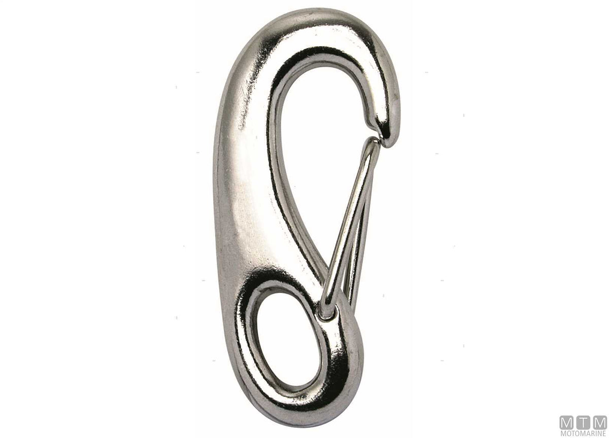 Jib snap hook with eye L50 mm, 316 stainless steel - original photo Motomarine Srl