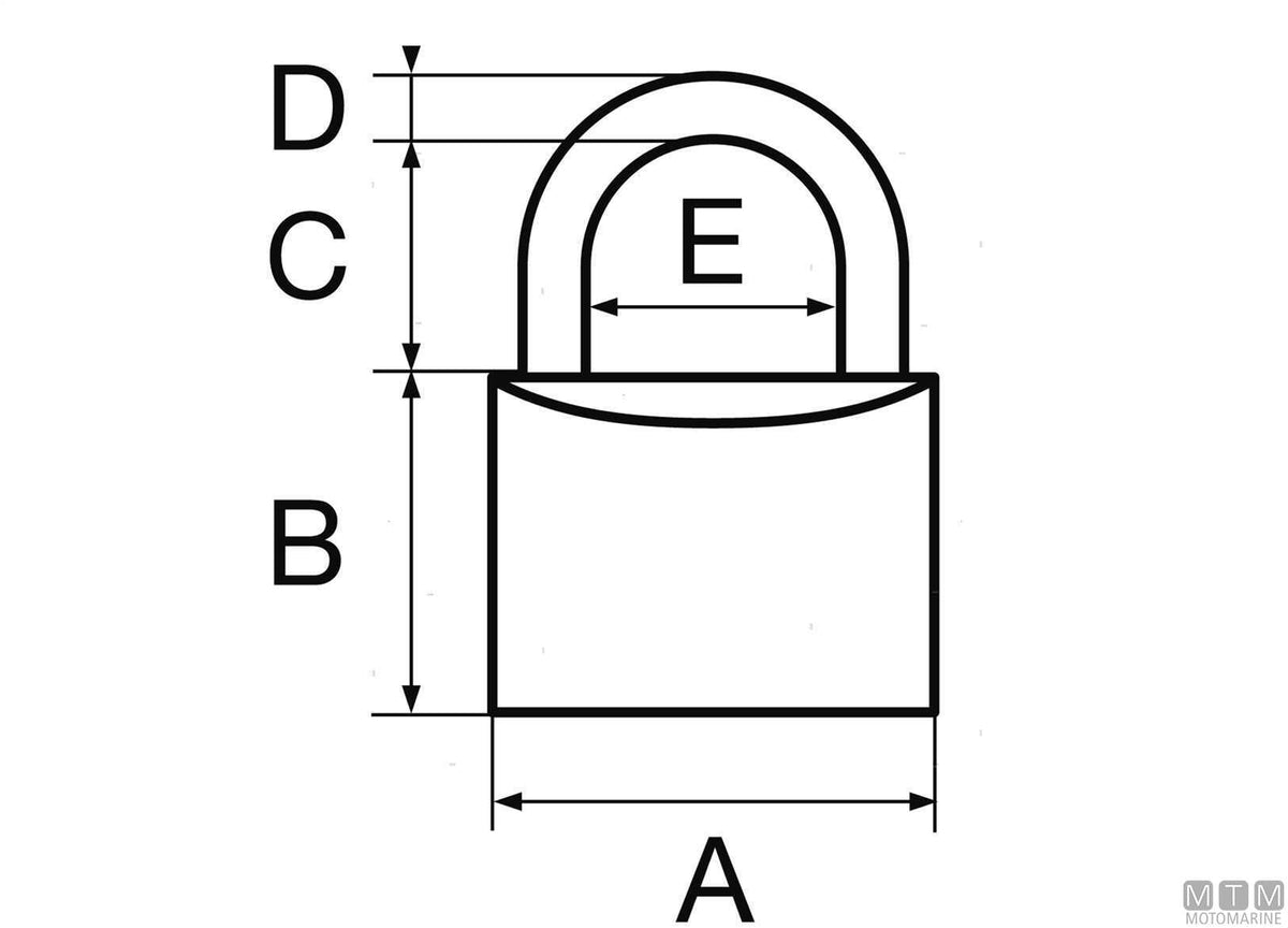 Hardinox padlock 40 mm, standard shackle, stainless steel - original photo Motomarine Srl