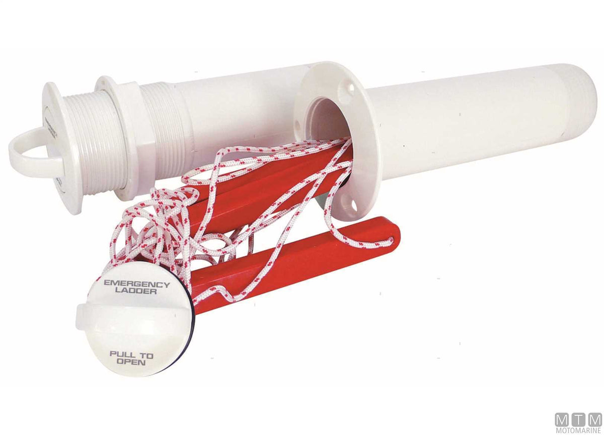 Safety ladder with 3 steps, recessed flange with ring nut - original photo Motomarine Srl