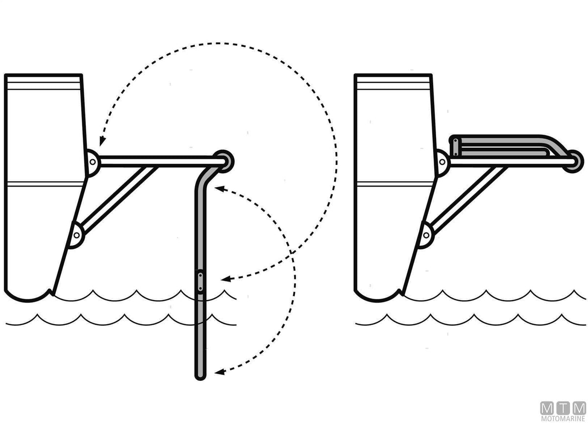 4-step ladder, platform mount Ø22/25 mm, AISI 316 stainless steel - original photo Motomarine Srl