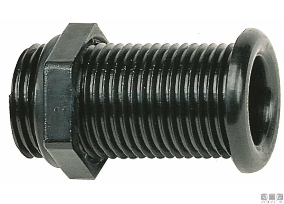 Black standard through-hull fitting for Ø22.7 mm plugs - original photo Motomarine Srl