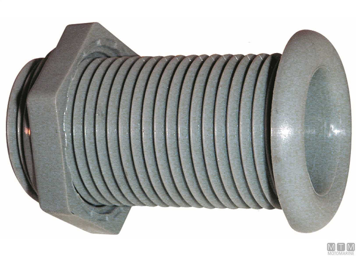 Black standard through-hull fitting for Ø22.7 mm plugs - original photo Motomarine Srl