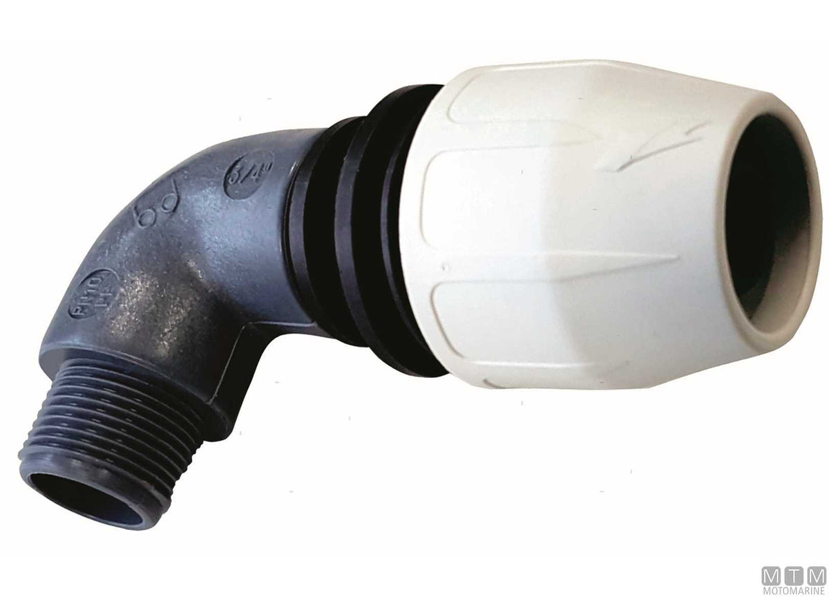 BD Fast 90° Compact fitting 3/4"x20 reinforced polypropylene - original photo Motomarine Srl