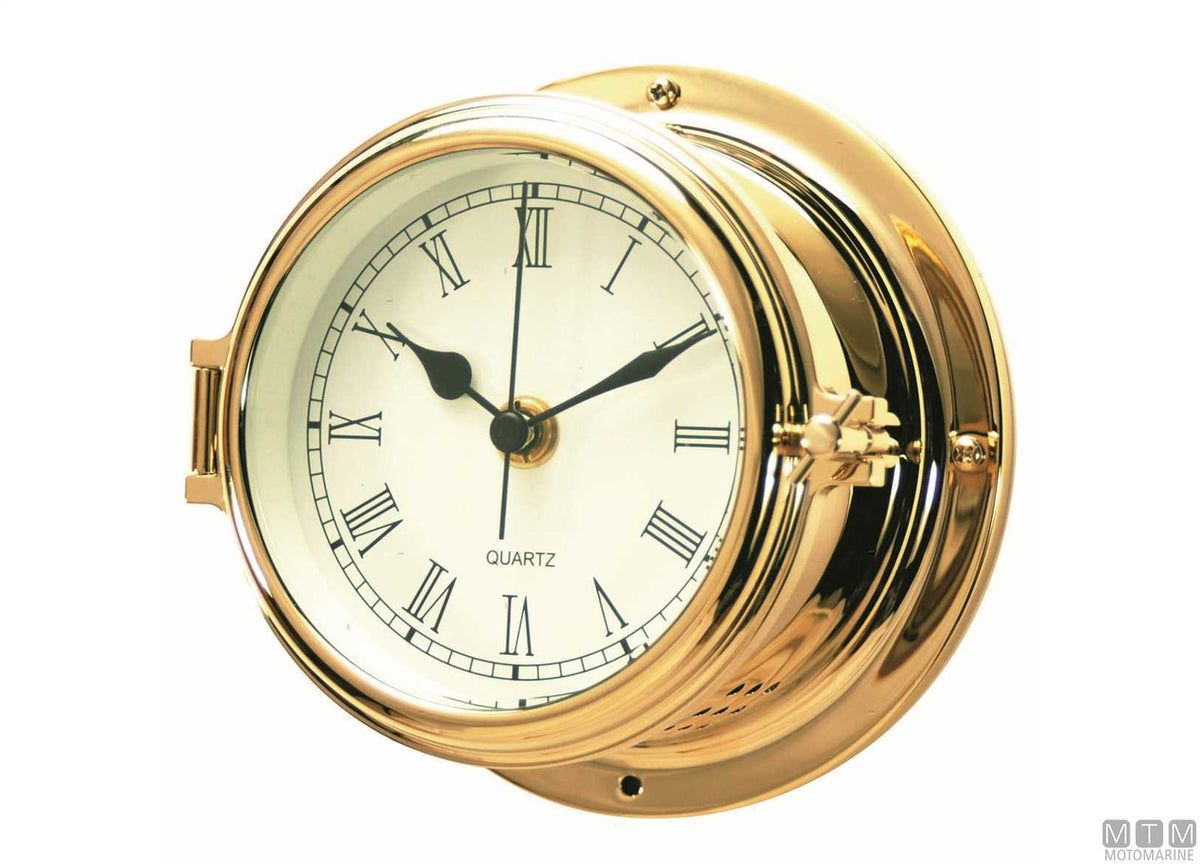 Classic clock Ø150 mm, polished brass case - original photo Motomarine Srl