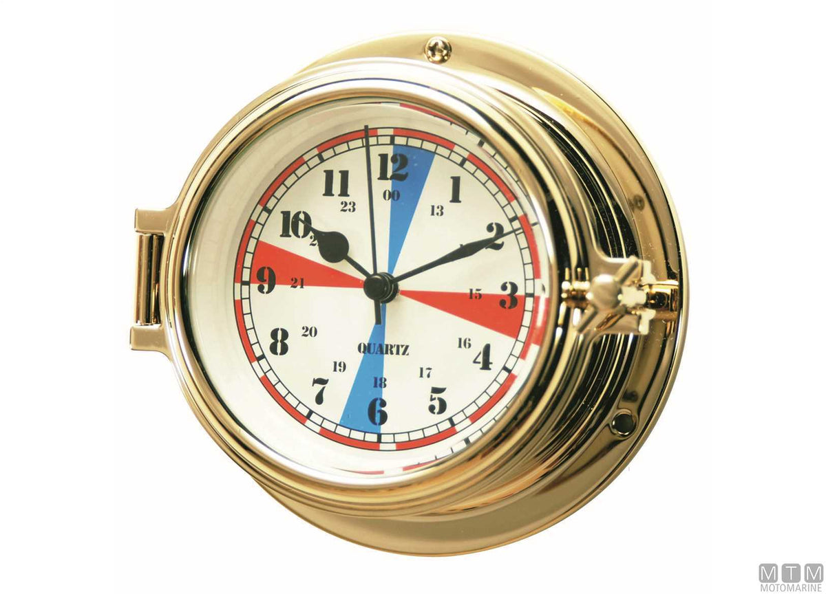 Classic clock Ø120 mm, polished brass case - original photo Motomarine Srl