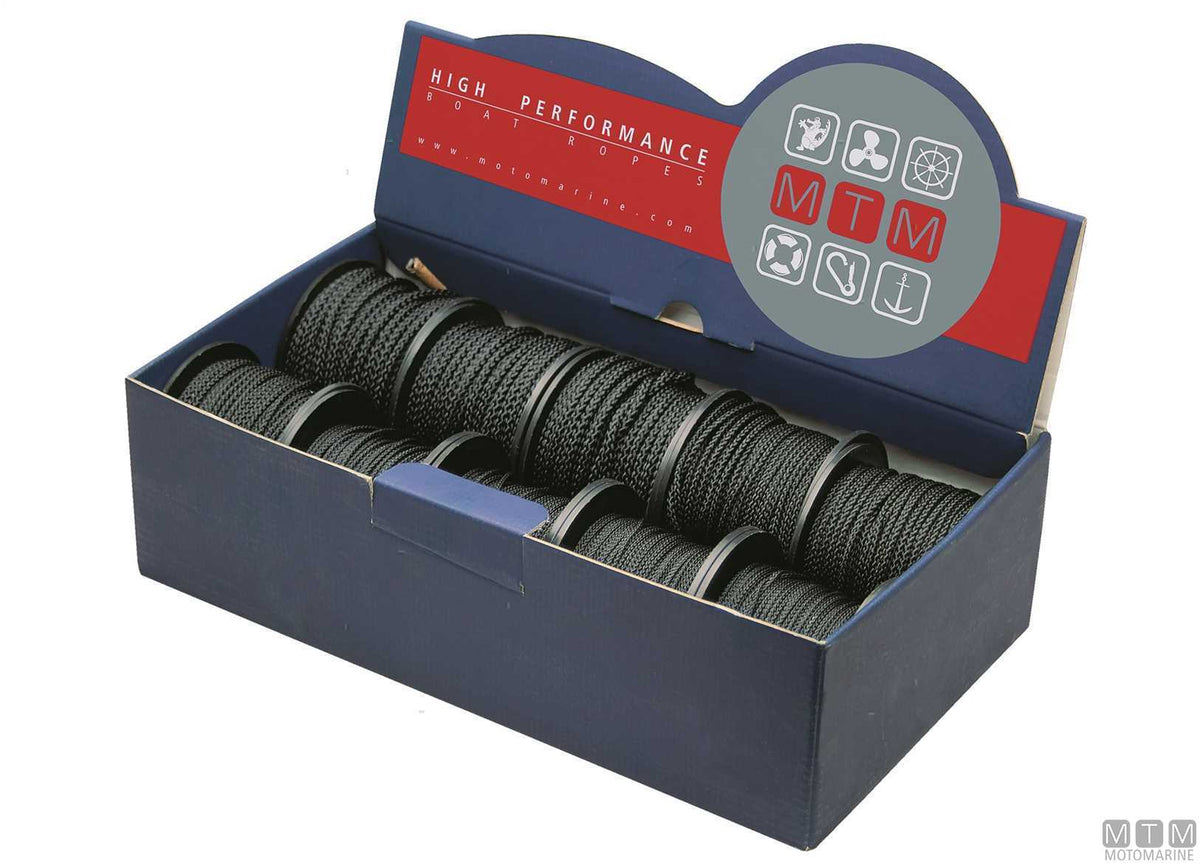 Black polyester braided line reel Ø2 mm 30 m - original photo Motomarine Srl