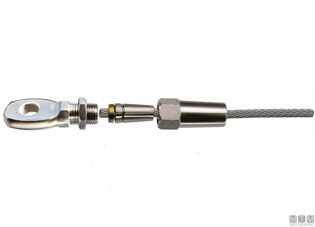 Quick-fit eye terminal for Ø4 mm wire, stainless steel 316 - original photo Motomarine Srl