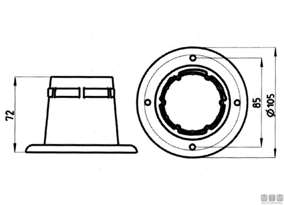 Bulkhead fitting cover clamp black Ø105 mm - original photo Motomarine Srl