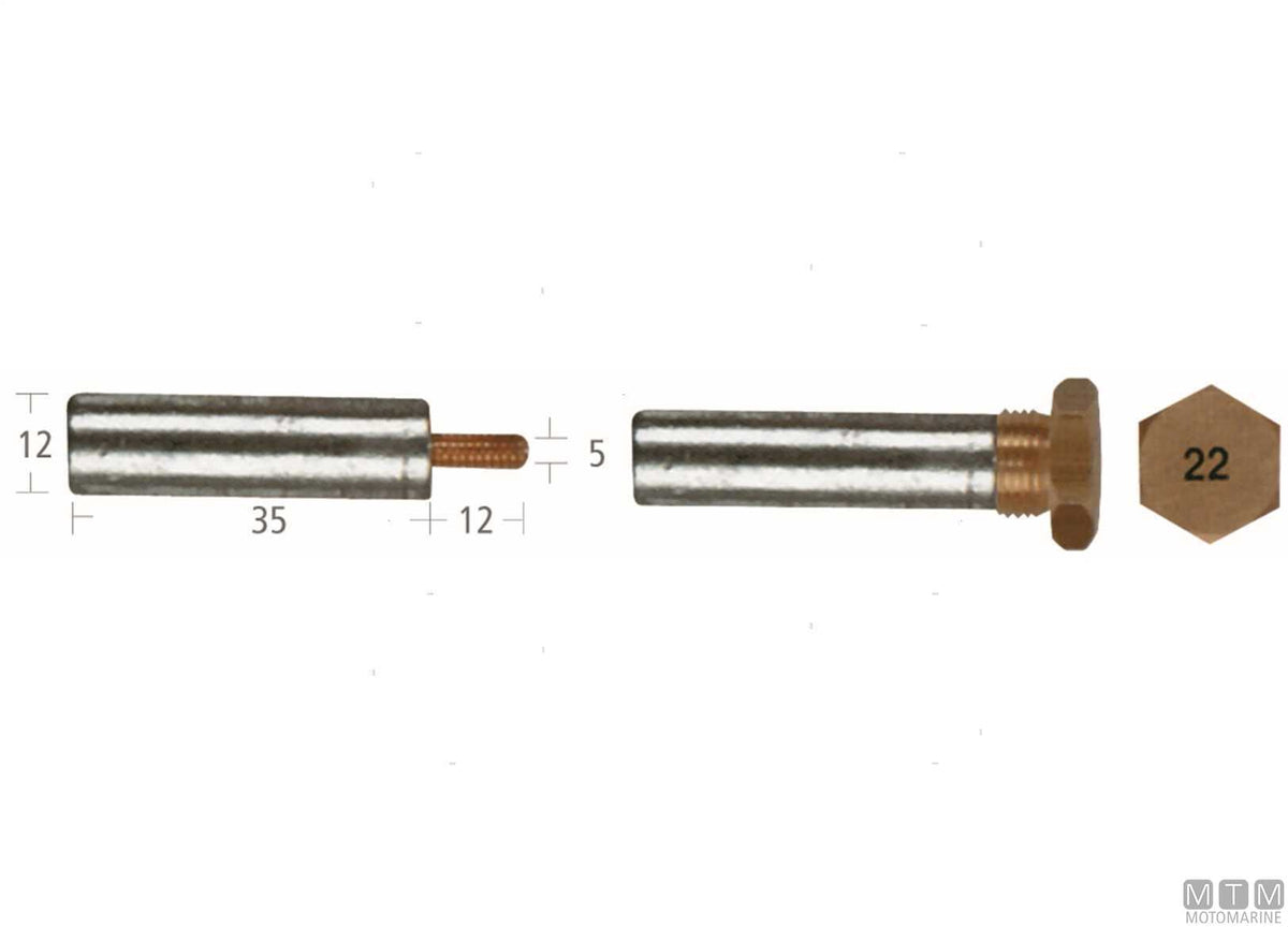 Zinc pencil anode Buck - original photo Motomarine Srl