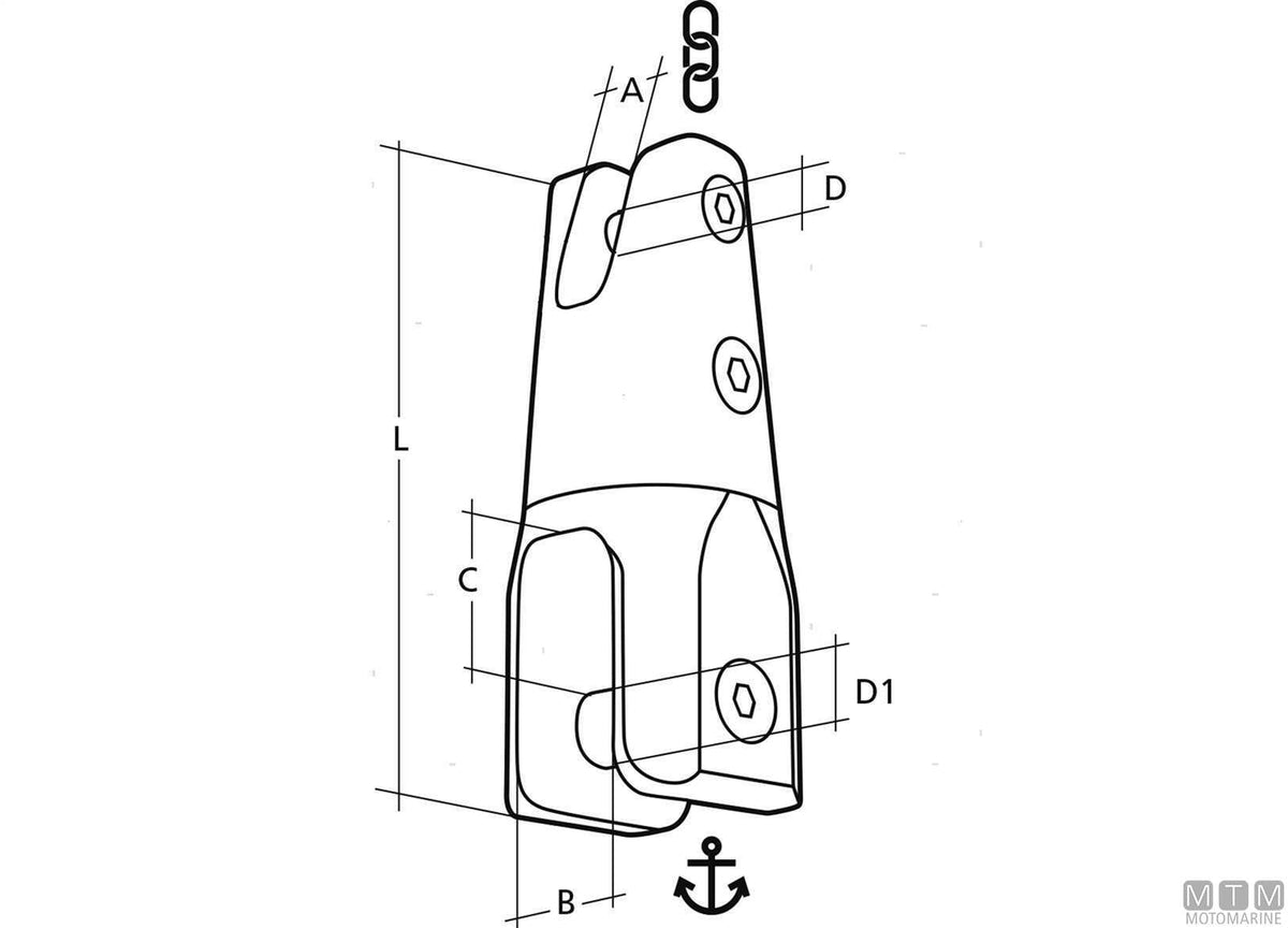 Sidermarine anchor connector, chain Ø10/12 mm, stainless steel 316 - original photo Motomarine Srl